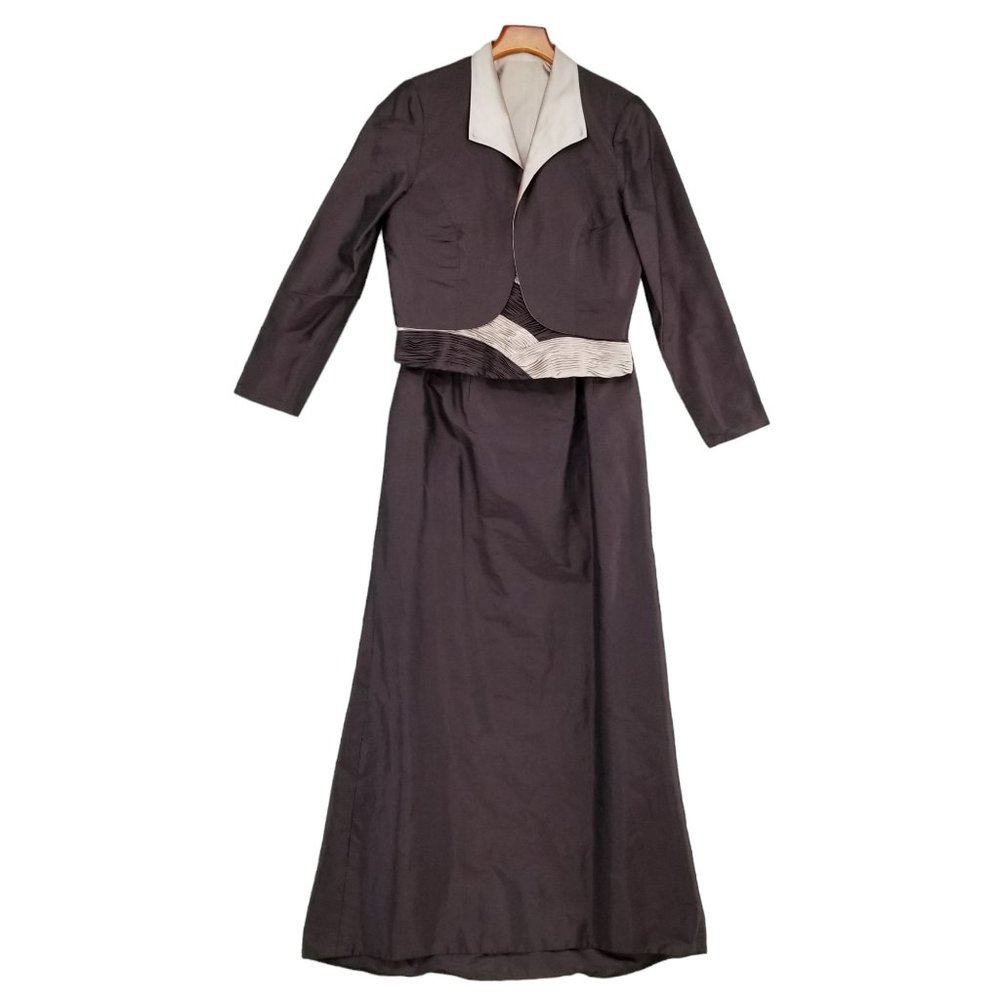 Marisa Baratelli Silk Skirt Suit Womens Plum Purple 3 Piece Ankle Length Size 8